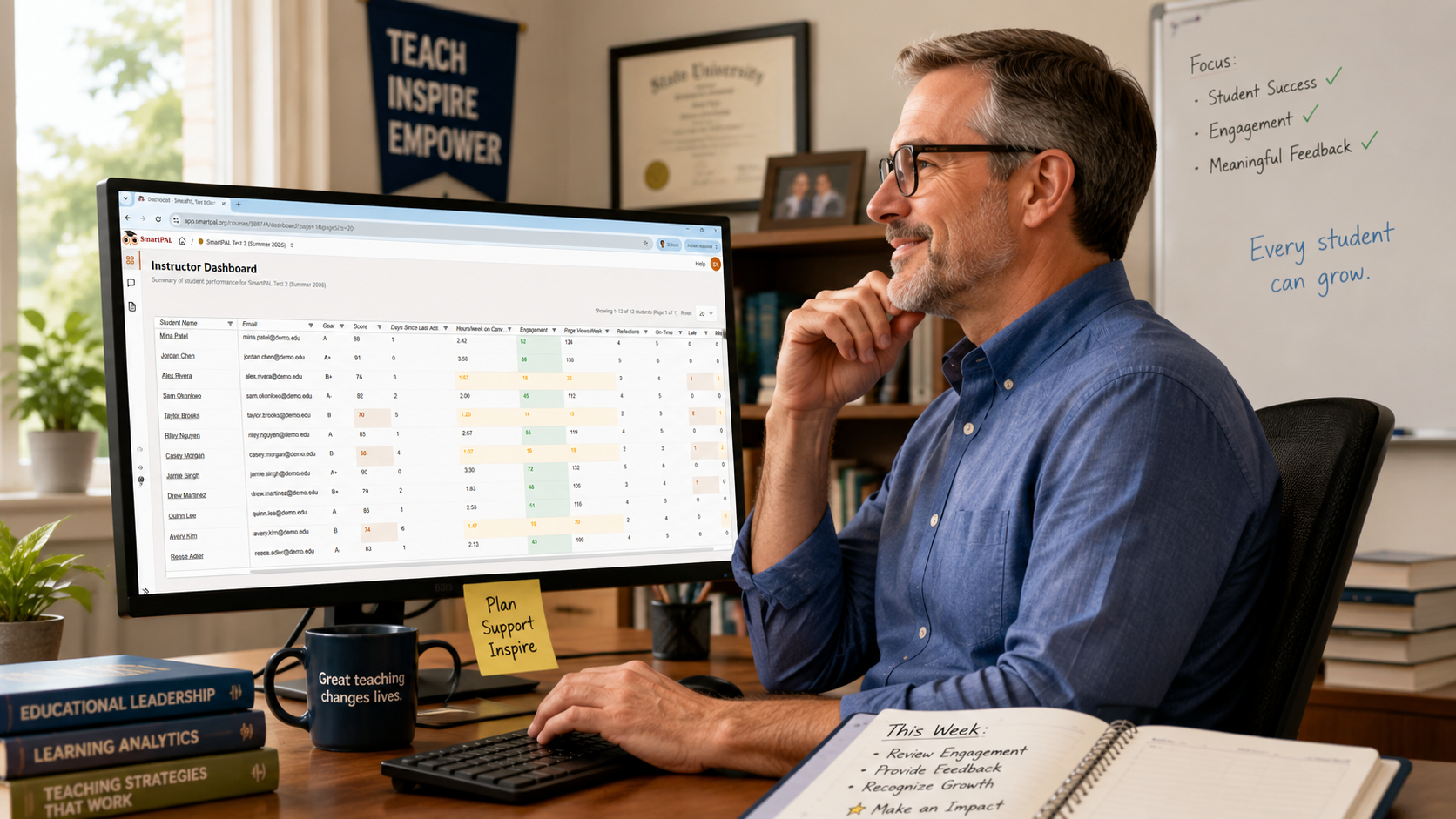 Instructor reviewing SmartPAL engagement dashboard