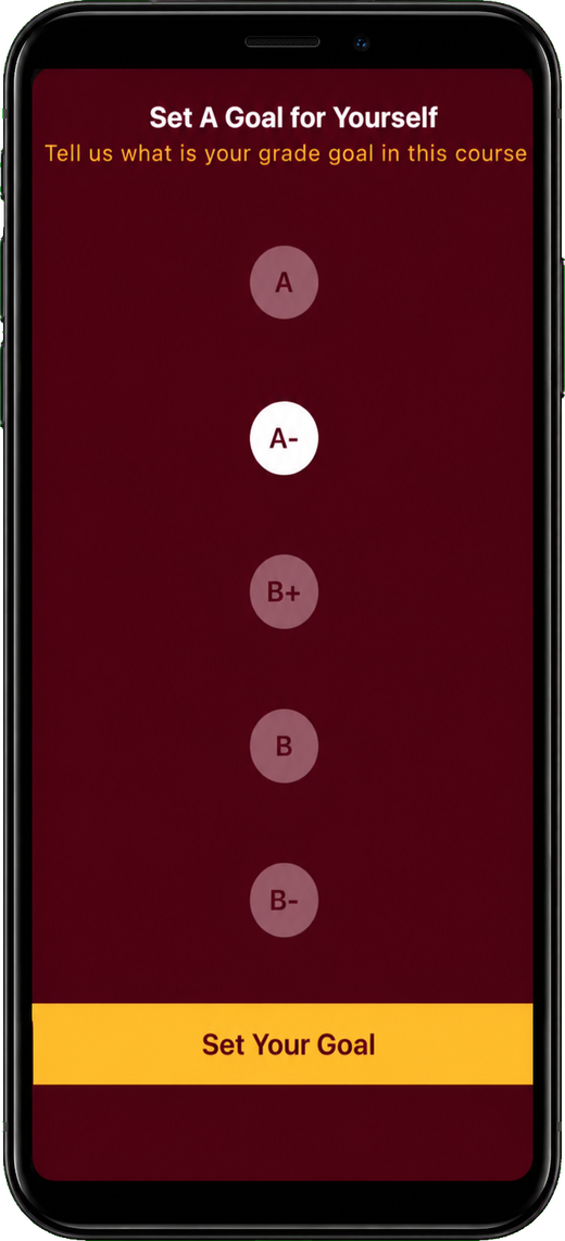 SmartPAL grade goal setting on a phone
